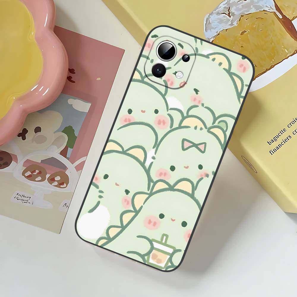 

Cute Dinosaur Slim Black Shockproof Phone Case: Snug Fit For Xiaomi 12,11,12S Ultra & Redmi Note 11,10T,9,9A,8Pro,8T,5G Xiaomi12Spro