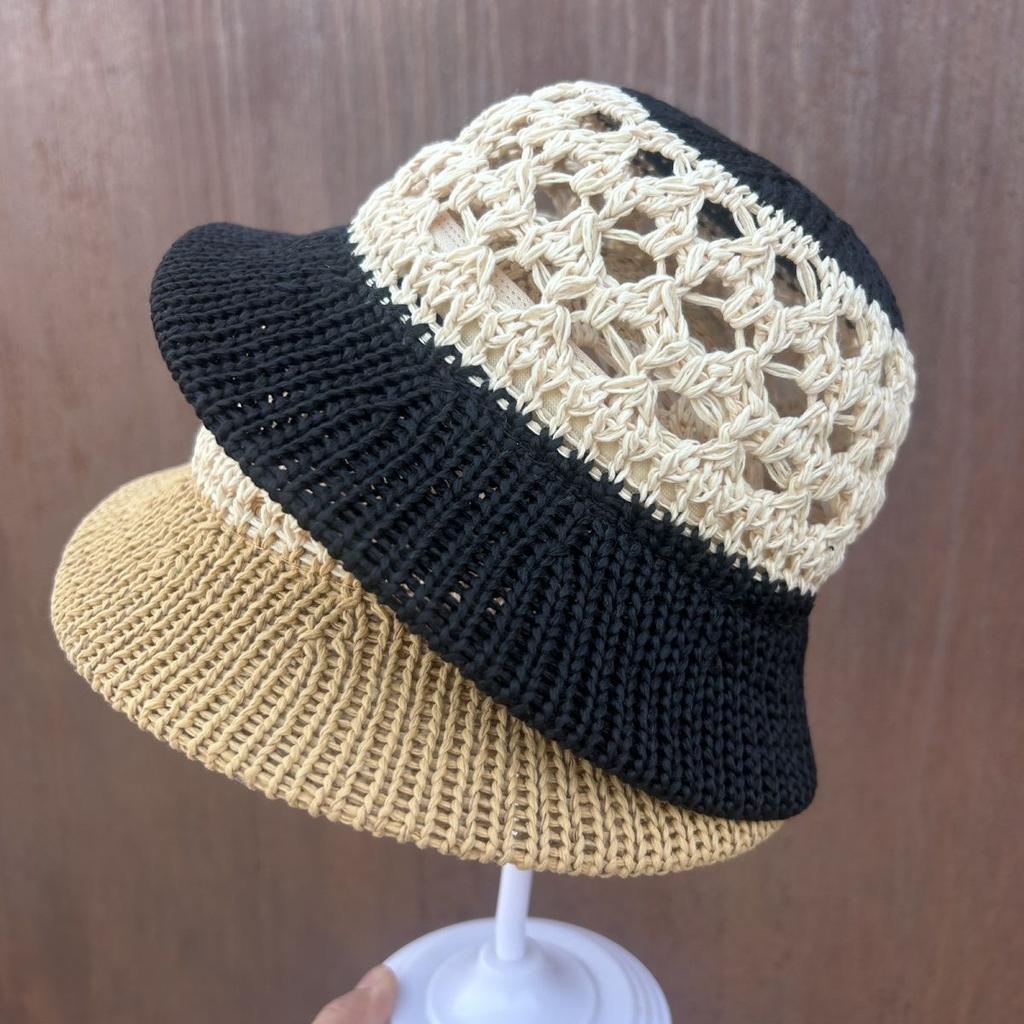 Sommer Strohhut Bucket Hohl Atmungsaktiv Fischerhut Sonnenschutz Modischer Gewebter Sonnenhut Modischer Fischerhut