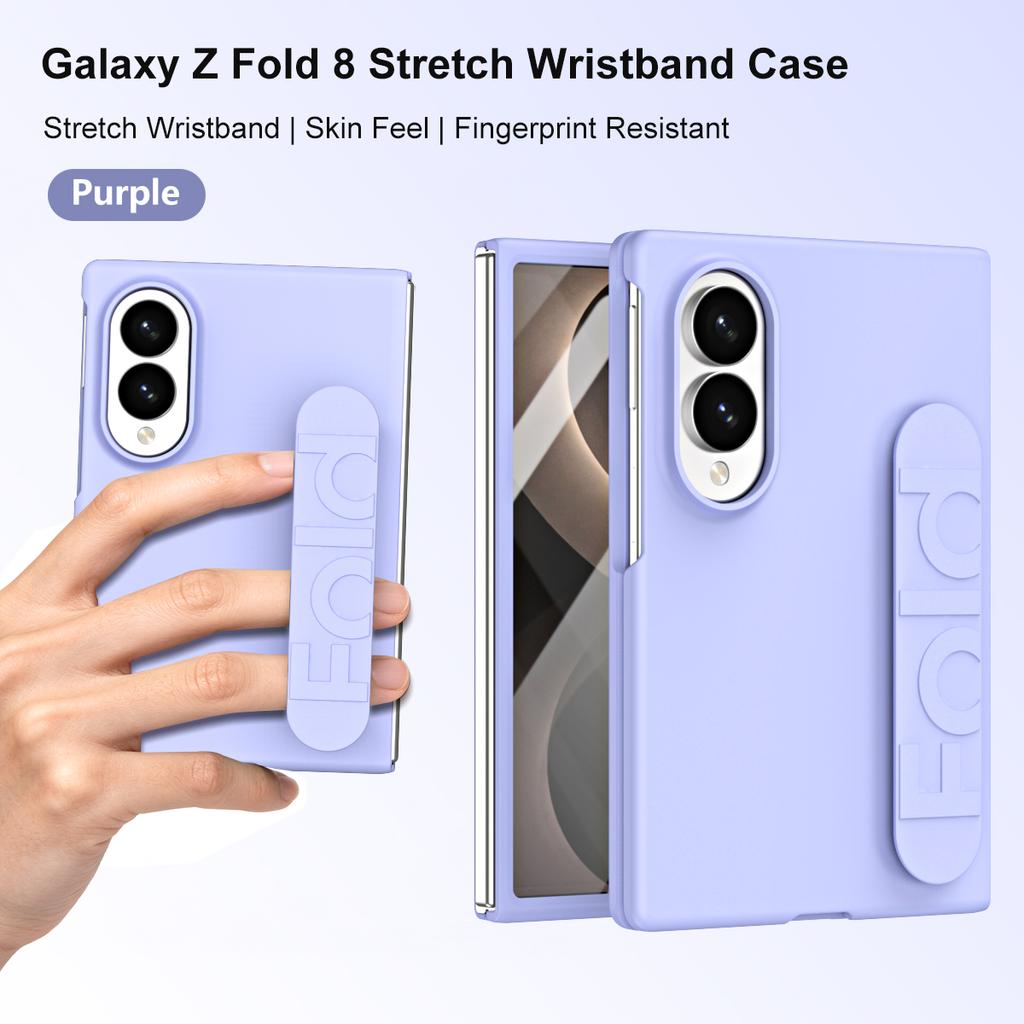 Luxury Soft Silicone Wrist Strap Bracket Case for Samsung Galaxy Z Fold 8 Ultra Fold 7 6 5 4 3 Thin Matte Hard Shockproof Cover
