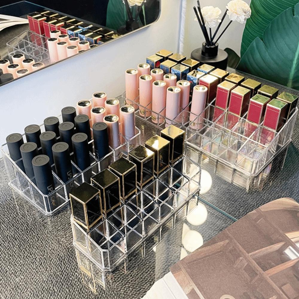 New 12/18/36 Grid Lipstick Storage Box Clear Acrylic Lipstick Case Nail Polish Display Stand Holder Shelf Storage