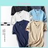 Hochwertiges Herren-T-Shirt mit V-Ausschnitt, Sommer-Bluse aus Baumwoll-Leinen-Mischgewebe, auch in Übergrößen