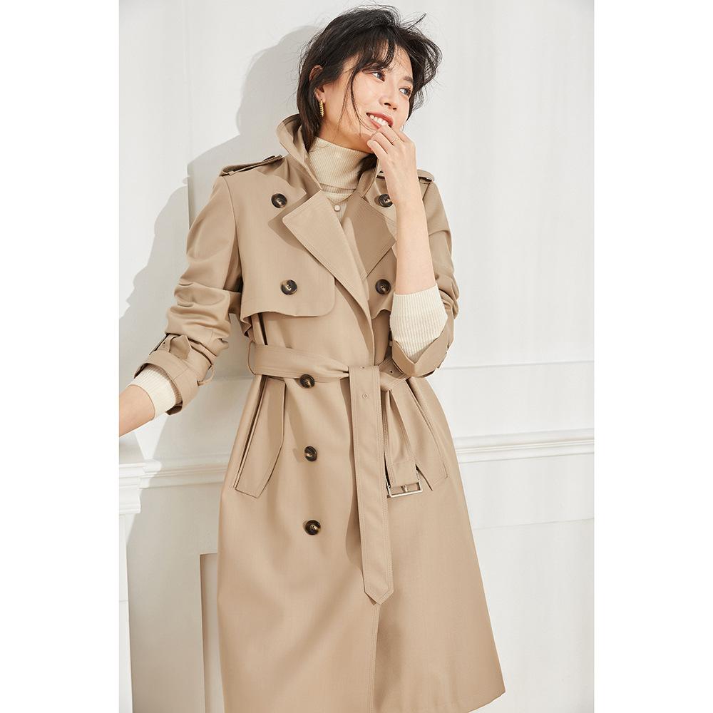 Shenghong New Retro Straight Loose Casual Temperament Medium and Long Trench Coat Female 12920