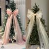Large Christmas Bow Tie Hanging Pendant for Christmas Tree Organza Bow Decor DIY Navida Outdoor Bowknot 2026 New Year PartyDecor