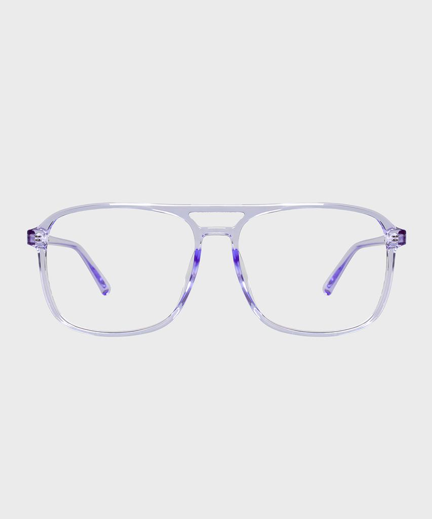 Ilsamsaemem Retro Two-Bridge See-Through Purple Horn-Rimmed Glasses Blue Light Blocking Lenses