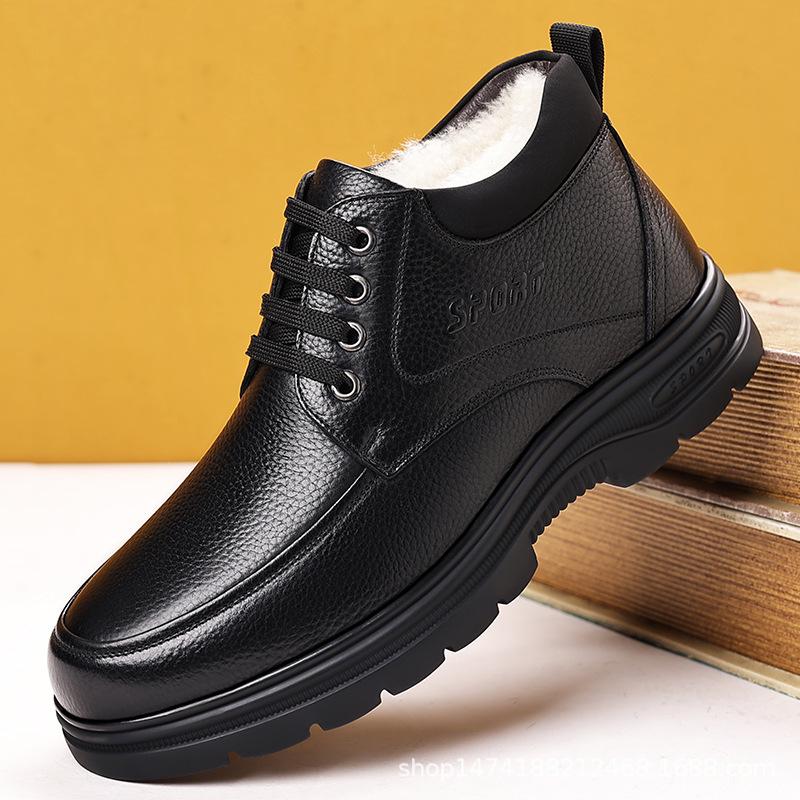 

Мужские зимние ботильоны из хлопковой коровьей кожи с плюшевой подкладкой. 40 чёрный