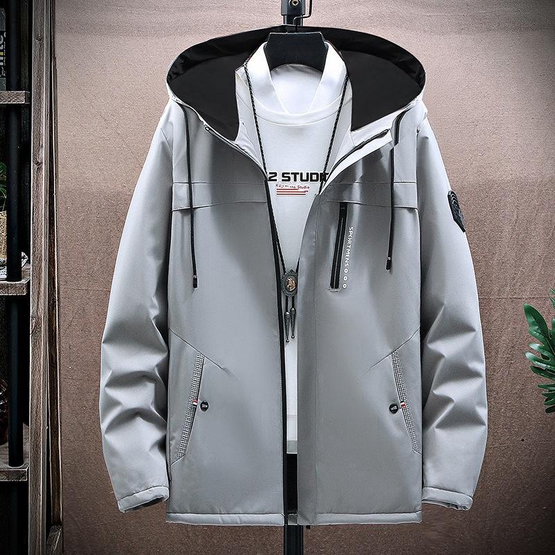 Add fleece thick fashion men's slim hooded coat Men's casual jacket trench coat trend long
