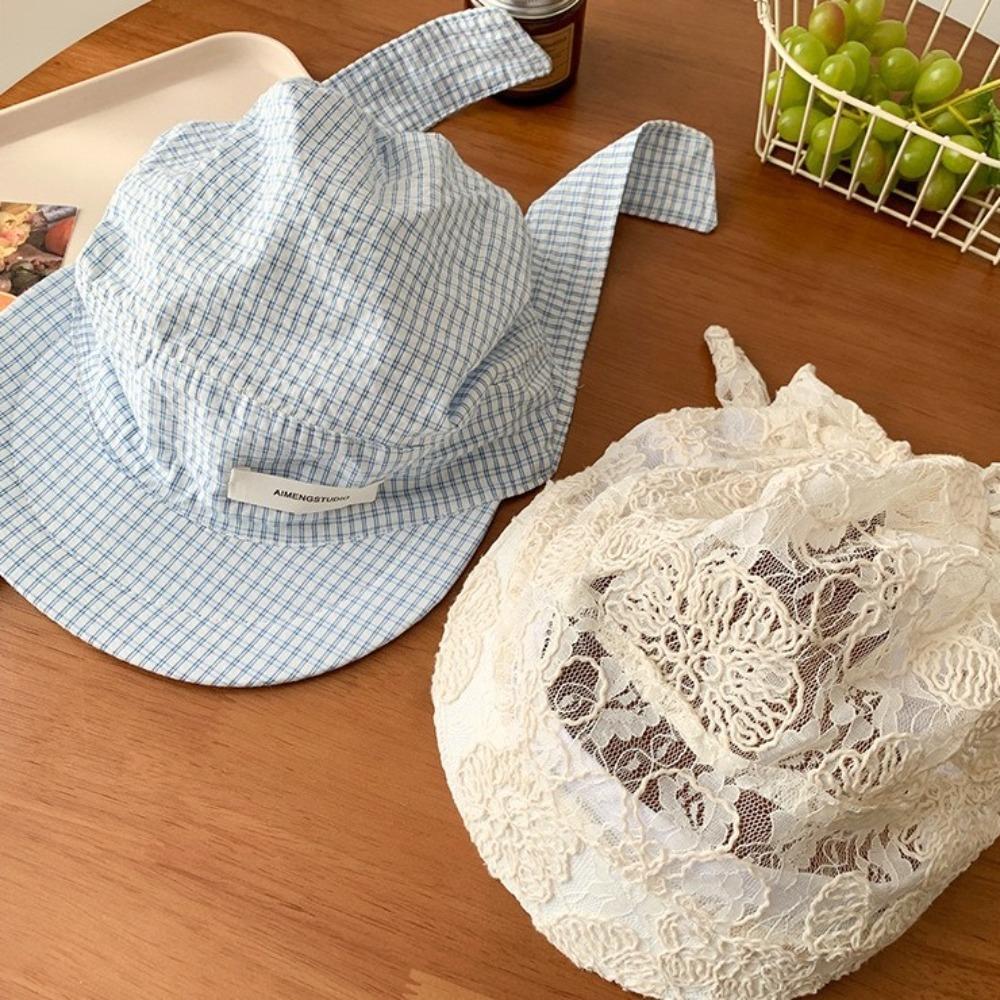 Lace Sunscreen Headscarf Hat Rural Style Strappy Bandana Cap Simple Headscarf Baseball Hat  Summer