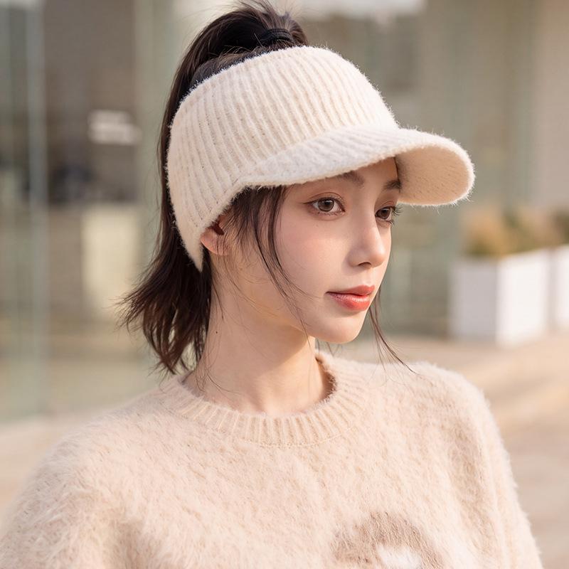 Autumn and winter warm hat women's cold-proof knitted hat wool hat versatile simple face small empty top hat tide