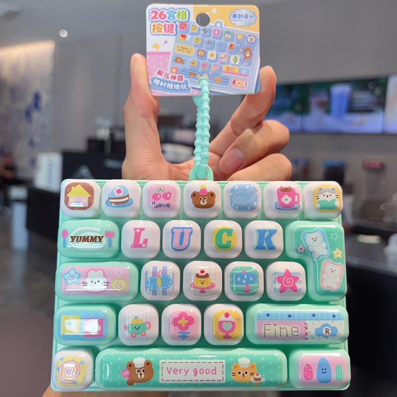 26 Grids Keyboard Button Cat Keychain Creative Fidget Stress Relief Toy for Children School Bag Pendant Decor