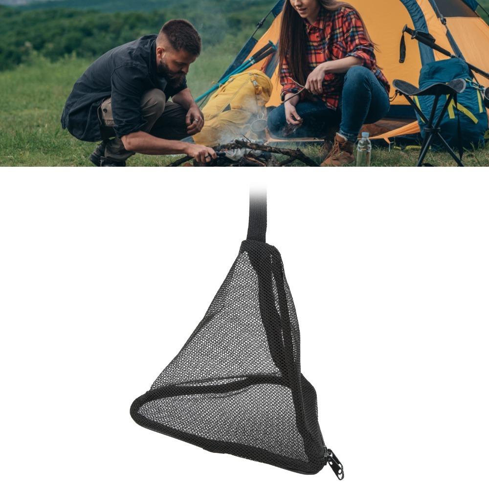 

Black Outdoor Hanging Storage Net With Hook Triangular Hanging Bag Hanging Basket Net Camping S