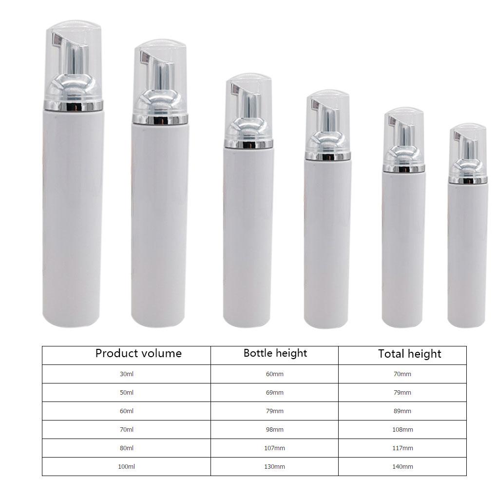 10 Stück Plastikschaumflasche mit silberfarbener Pumpe Leere Reiseschaumspender für Seife Shampoo 30/50/70/80/100ml