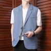 Men Suit Vest Lapel Sleeveless Two-Button Placket Business Waistcoat with Side Pockets Solid Color Casual Vest Coat