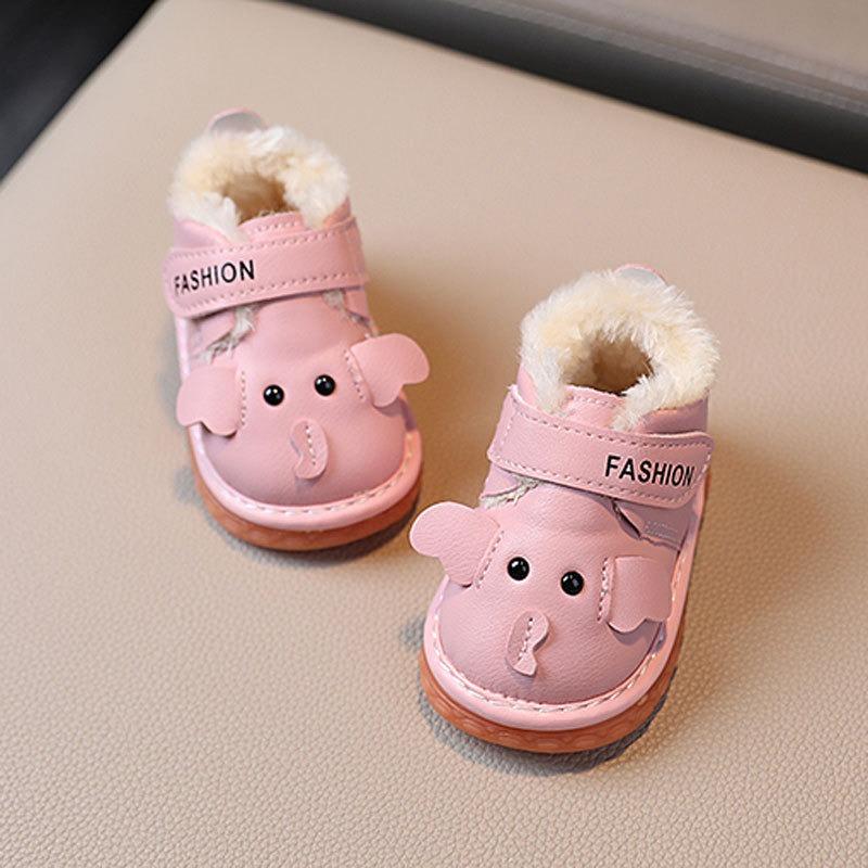 Squeaky Baby Shoes Soft-Soled Winter Boots with Fleece Unisex Infant First Walkers for 0-2 Years Baby