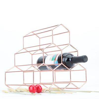 Rose Gold Honeycomb Iron Wine Rack