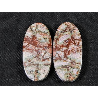 25Cts.Natural Leopard Skin Jasper Matched Pair Handmade Gemstone 14X28X04 MM SK-796