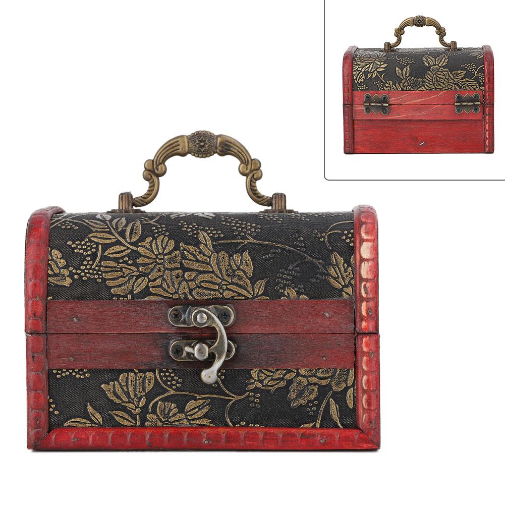 Vintage Τετράγωνο Κουτί Αποθήκευσης Κοσμημάτων Χειροποίητη Ξύλινη Διακοσμητική Βιτρίνα