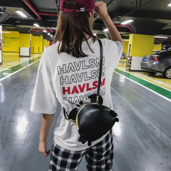 Funny Crab Shape Solid Color Lady Faux Leather Twist Lock Crossbody Shoulder Bag