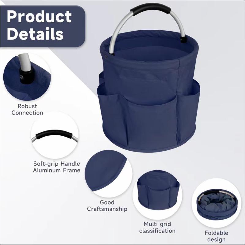 Foldable Gardening Tool Bag Portable Camping Picnic Storage Basket Home Storage Bag with Pockets