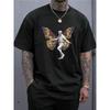 T-Shirt Men Cotton Breathable Graphic Everyday Summer Black T Shirt with Butterfly for Man Graphic Print for Casual Streetwear StyleSoft Touch