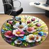 1pc Floral Stained Office Round Area Rug, Indoor Mat Suitable ForOffice, Under Office Chairs Bedroom Living Room Home Decor, Room Deco  D092