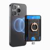 MC-W6 Universal Magnetic Card Holder with Ring Kickstand PU Leather Phone Card Bag