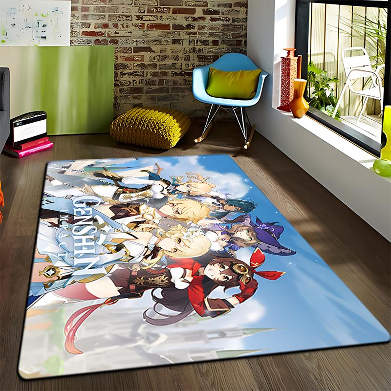 Anime Genshin Carpets Living Room Decoration Bedroom Parlor Tea Table Area Rug Mat Soft Flannel Large Rugs and Baby Gift Carpet