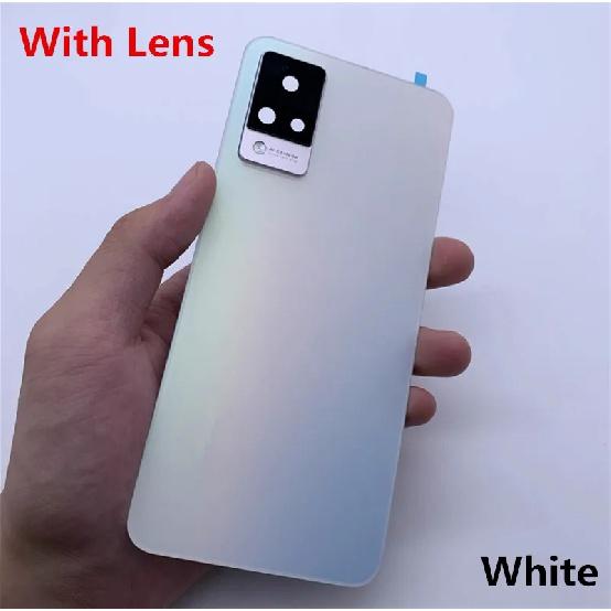 

Корпус V 21 для Vivo V21 4G 5G 6.44 Ремонт кришки батареї Заміна задньої панелі домофону Задня панель + об’єктив камери з логотипом White With Lens