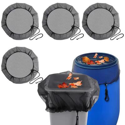 Rain Barrel Mesh Cover Debris Blocking Netting with Drawstring Closure Water Collection Bucket Cover for Garden Patio Water Tank Protection