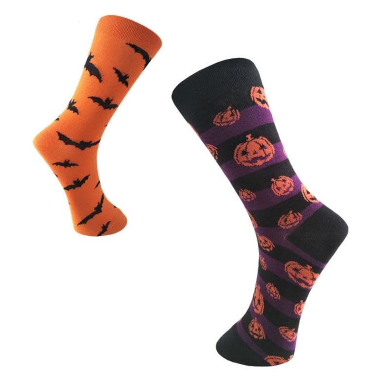 Novelty Funny Socks Festive Halloween Crew Socks Colorful Cotton Booties Socks Creative Pumpkin Bat Print Ankle Socks