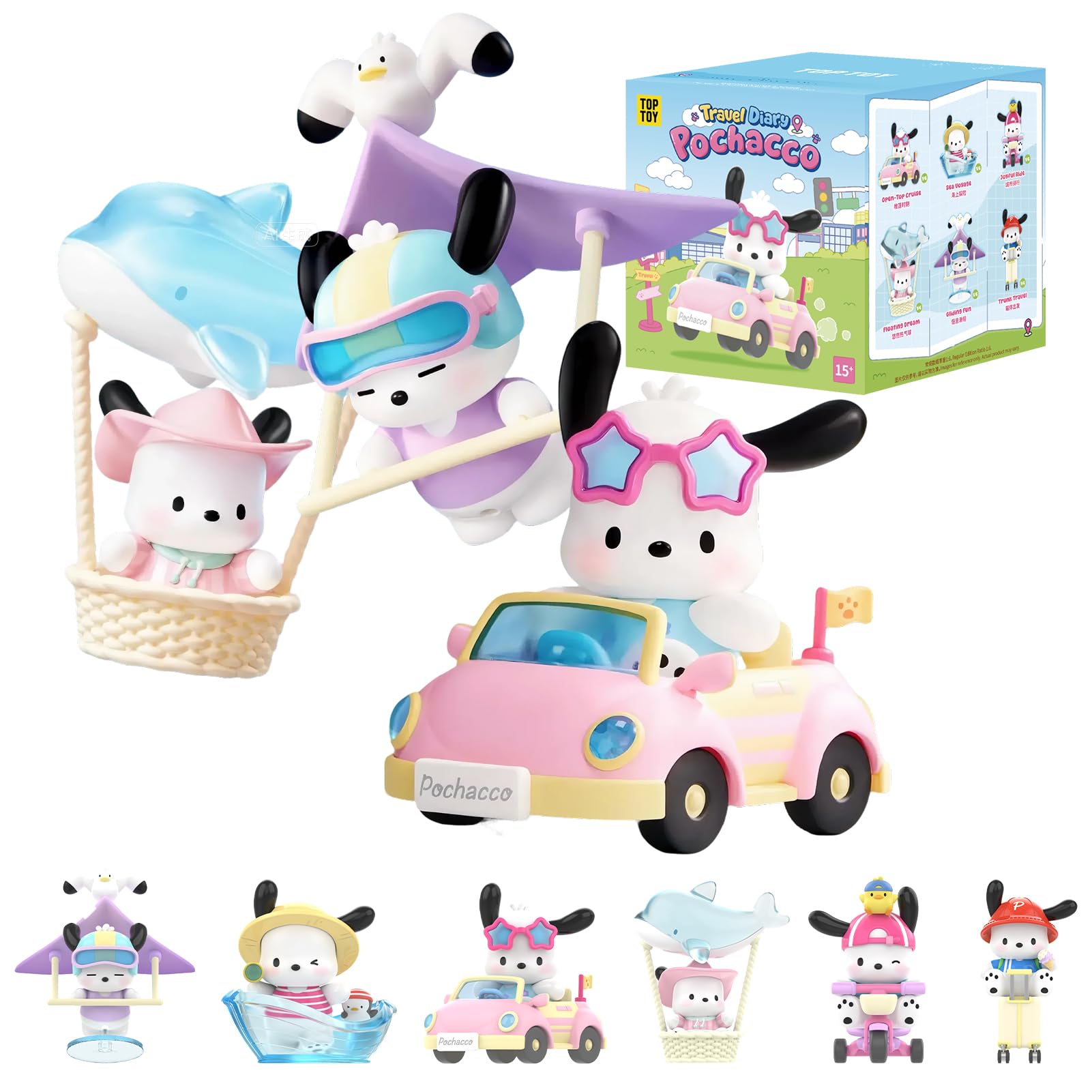 

TOP TOY Sanrio Почакко [Дневник путешествий] Серия [1 шт.] Гачапон Сюрприз Фигурка Мягкий винил ПВХ Подарок День рождения Помпонпурин Почакко Персонаж