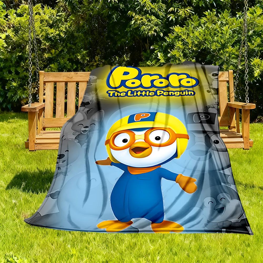 1pc Pororo Adventure Outdoor Blanket Lightweight Flannel, Soft & Warm, All Season Use for Sofa, Outdoor, Camping, Living Room, Office, Chair