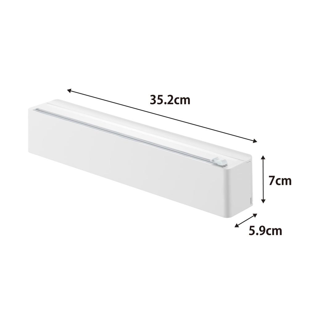 Yamazaki Magnetic Wrap Dispenser with Slide Tower Magnetic 10658 Cutter, White, W35.2×D5.9×H7cm, Series, Storage, Non-Slip,