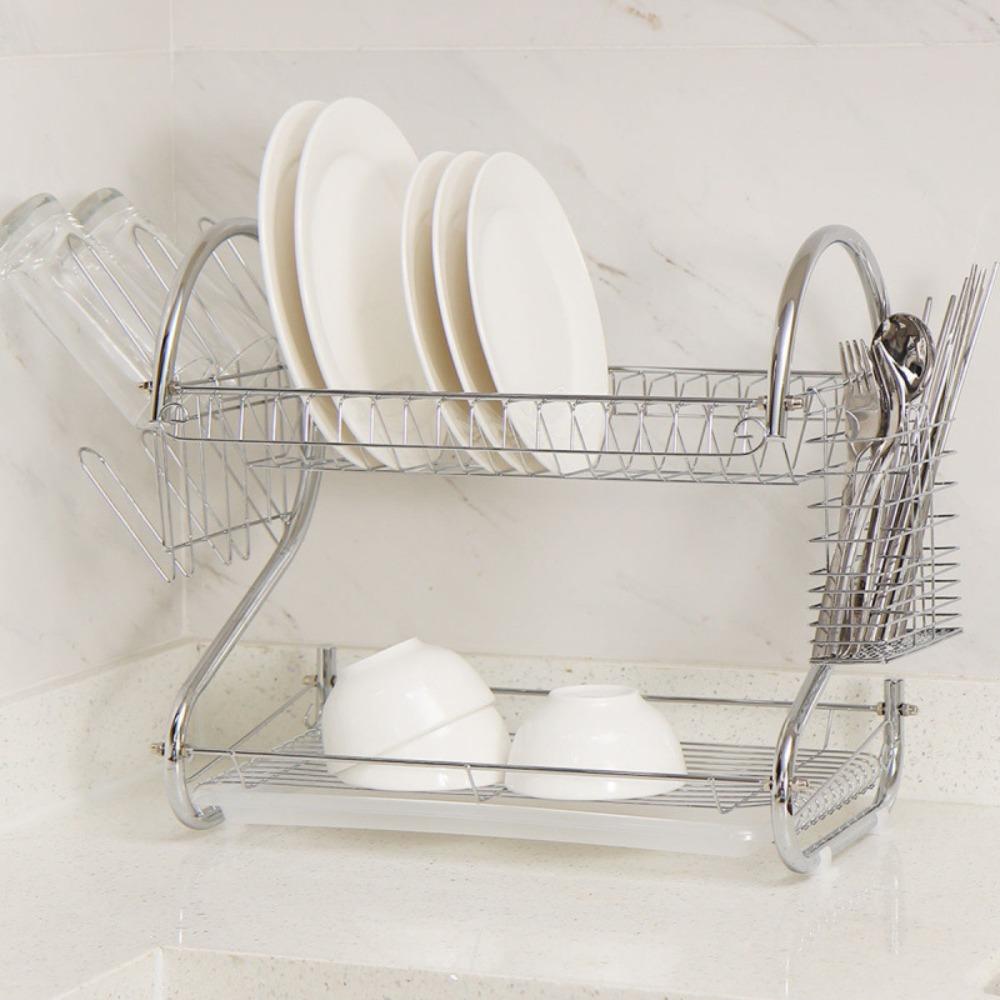Stable Dish Drying Rack Space-saving Tableware Holder Shelf S-Shaped Dish Drainer  Chopsticks