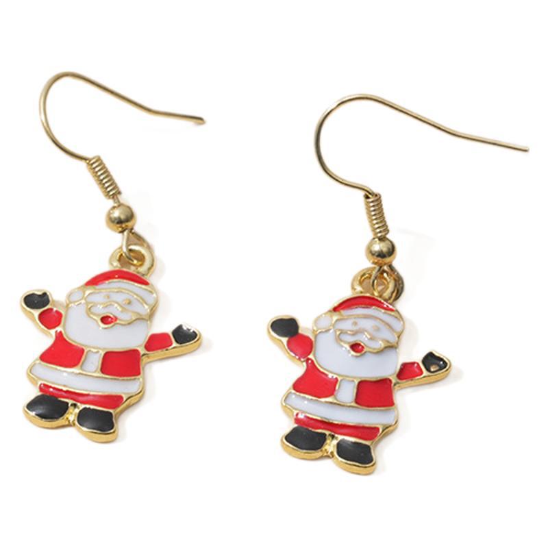 Festive European & American Long Bell Snowflake Santa Earrings for Women