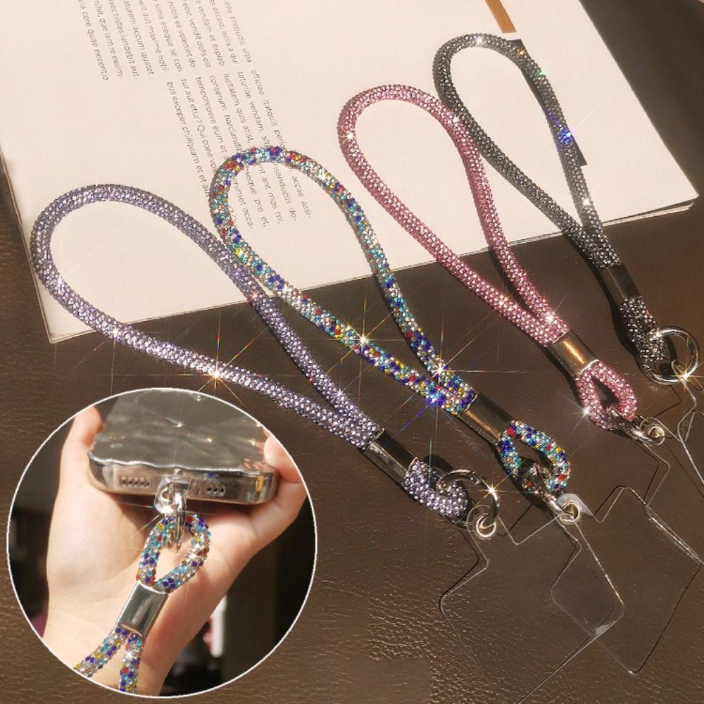 Glitter Rhinestone Phone Lanyard Bling Bling Anti-lost Wrist Rope Phone Accessories