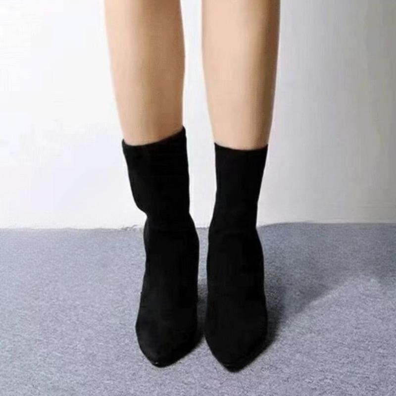 Fashion Fashion Women's Boots Sexy Pointed Toe High Heel Boots Suede Casual Booties Slim Fit Elastic Boot Temperament Women Boots Botas