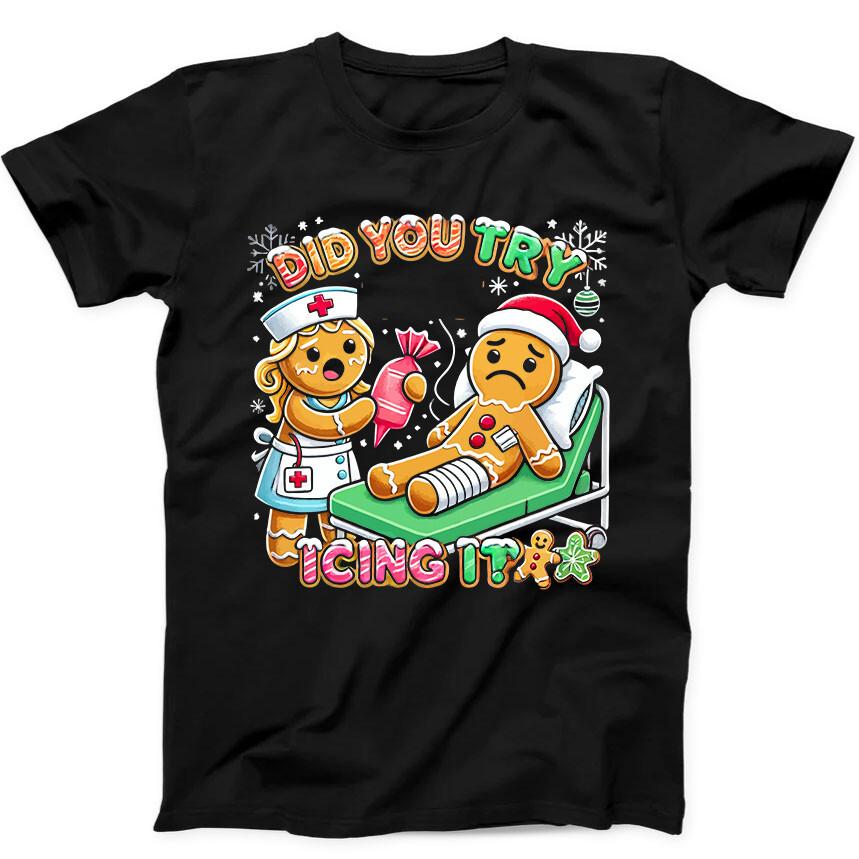 

Gingerbread Nurse Christmas Best Seller Funny Gift Tee Black T Shirt 150 XL