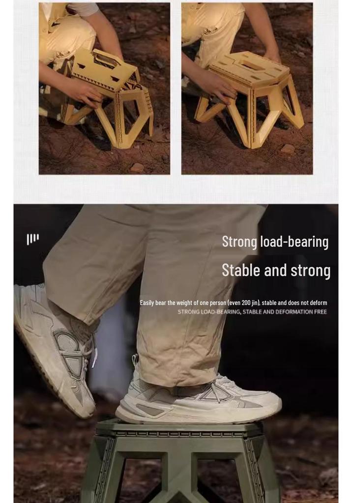 Compact Outdoor Folding Chair with Bucket Holder - Portable Stool for Camping, Fishing, and Queuing