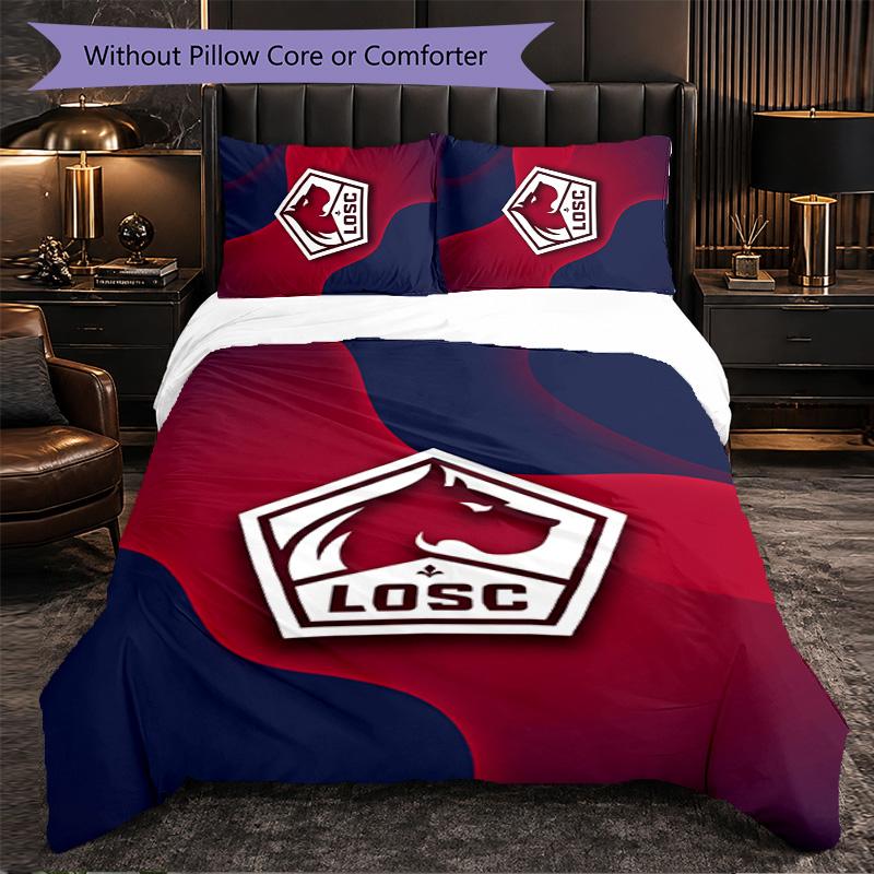 LOSC Lille FC Bettwäsche-Set 3-teilig Bettbezug-Set Dekorative Bettwäsche für Jugendzimmer Heimdekoration