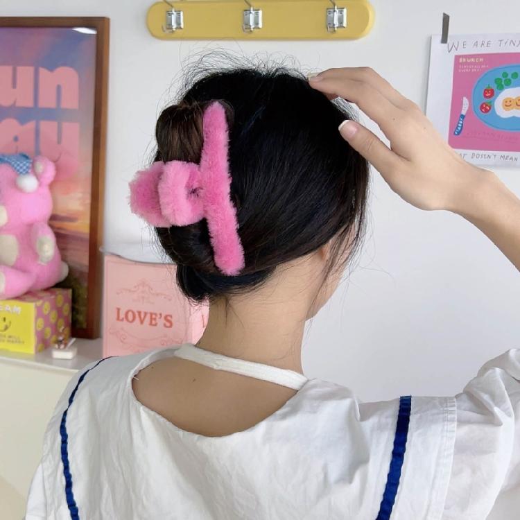 Plush Hair Catchs Hair Barrettes for Thick Hair Furs Hair Claw Clips Jewelry
