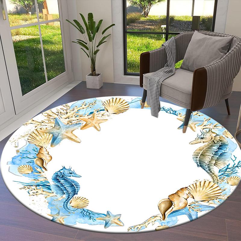 1pc Office Carpet Chair Mats Seashell Starfish Coral Frame Perfect for Decorating Office Chairs, Living Rooms, Or Bedrooms