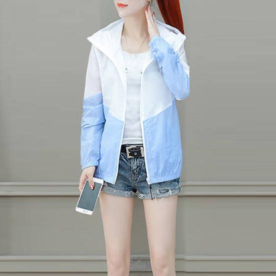 Women's Sun Protection Jacket Full Zip Thin Hoodie Jacket Athletic Workout Anti UV Windbreaker Quick Dry Hiking Coat for Outdoor Camping