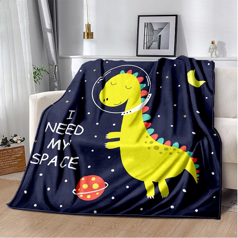 Cartoon Dinosaur Space Cute Dino Children Soft Plush Blanket,Flannel Blanket Throw Blanket for Living Room Bedroom Bed Sofa Kids