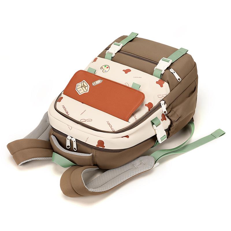 Women's Contrast Color Stitching Backpack Junior High School Student Schoolbag Lightweight Backpack