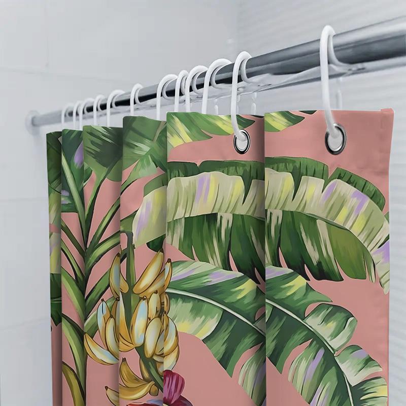 Exotic Tropical Banana Plant Shower Curtain - Vibrant Leaf Design For Home Decor - Waterproof Bathroom Accessory Elevate Space