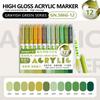 GuangNa 12 Colors/box Direct Liquid Hardhead High-gloss Acrylic Marker, for Student Notebook Writing, DIY Painting Graffiti