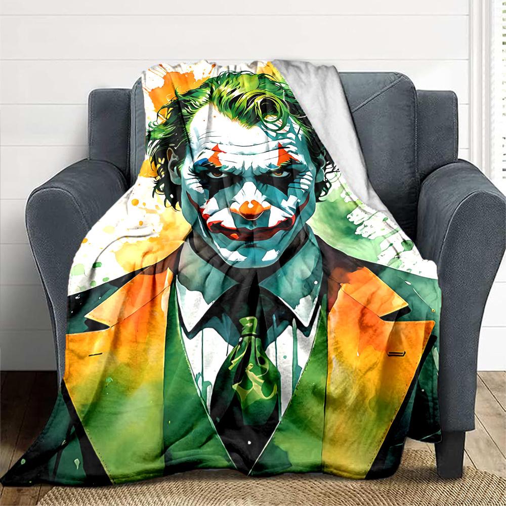 1 szt. flanelowy koc Joker – lekki, miękki i ciepły, z nadrukiem HD, na sofę, łóżko i podróż 152