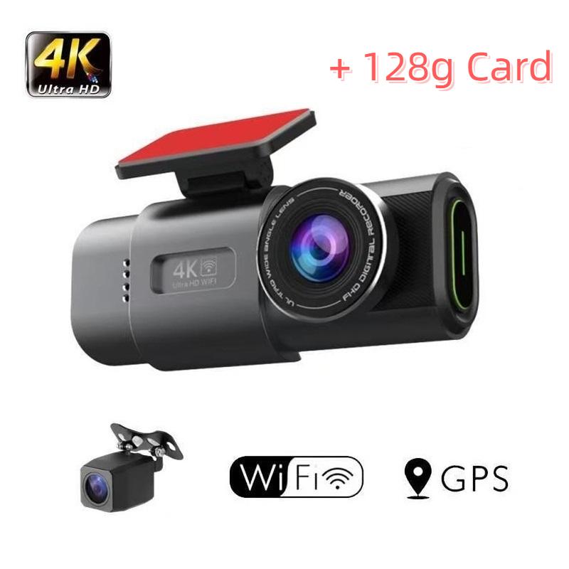 HD Dobbeltlinse Dashcam, 4K Ultra vidvinkel Natkamera, WiFi Dobbeltoptagelse For og Bag, og GPS-optager til Køretøjet