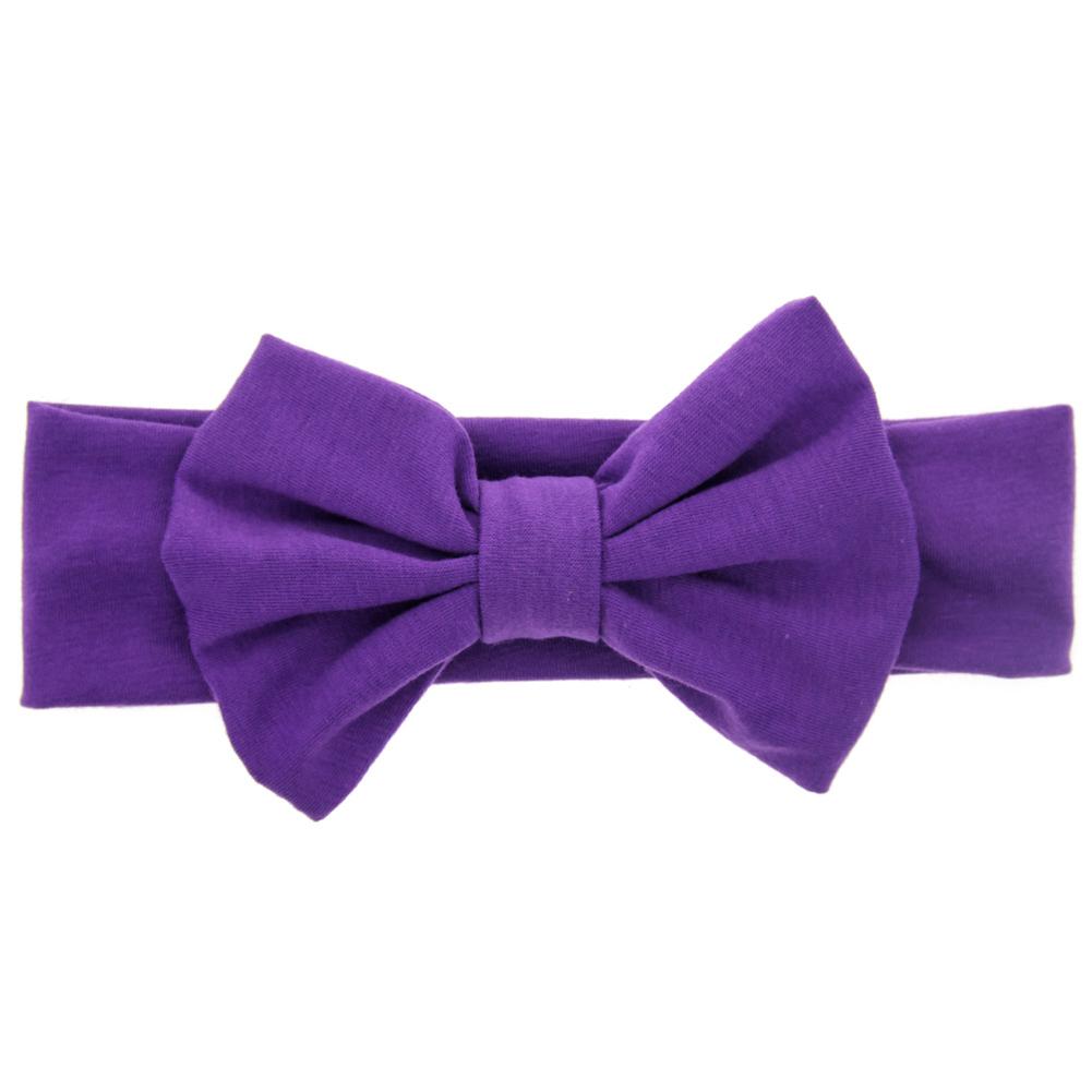 Kids Girls Xmas Gift Christmas Pure Color Bow Bowknot Soft Elastic Headband Hair Hoops