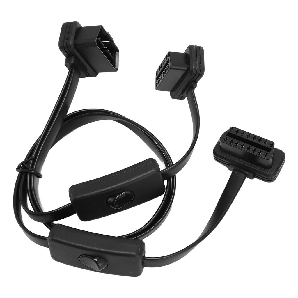 OBD Splitter Cable 16 Pin Flat Noodle High Accuracy 1 In 2 Y Splitter Extend Cable for Elm327